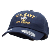 Officially Licensed US Navy USN CPO Retired Unstructured Low Profile 6 panel Cotton Cap - Navy OSFM