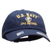 Officially Licensed US Navy USN CPO Retired Unstructured Low Profile 6 panel Cotton Cap - Navy OSFM