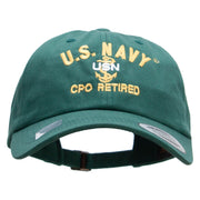 Officially Licensed US Navy USN CPO Retired Unstructured Low Profile 6 panel Cotton Cap - Spruce OSFM