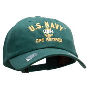 Officially Licensed US Navy USN CPO Retired Unstructured Low Profile 6 panel Cotton Cap - Spruce OSFM