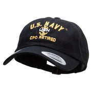 Officially Licensed US Navy USN CPO Retired Unstructured Low Profile 6 panel Cotton Cap - Black OSFM