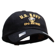 Officially Licensed US Navy USN CPO Retired Unstructured Low Profile 6 panel Cotton Cap - Black OSFM