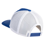 Aces Faux Leather Patched Premium Mesh Trucker Cap - Royal White OSFM