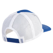 Aces Faux Leather Patched Premium Mesh Trucker Cap - Royal White OSFM