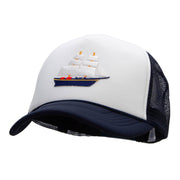 Tall Masted Ship Patched Summer Foam Mesh Trucker Cap