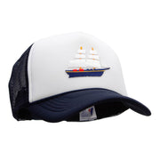 Tall Masted Ship Patched Summer Foam Mesh Trucker Cap