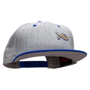 Jesus Fish Religious Patched Flat Bill Snapback Two Tone Cap - Royal-Grey OSFM