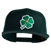 Four Leaf Clover Patched Wool Blend Prostyle Snapback Cap - Spruce OSFM