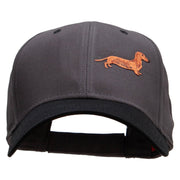 Dachshund Dog Pet Patched Two Tone Cotton Twill Low Profile Strap Cap - Black-Charcoal OSFM