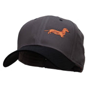 Dachshund Dog Pet Patched Two Tone Cotton Twill Low Profile Strap Cap - Black-Charcoal OSFM