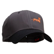 Dachshund Dog Pet Patched Two Tone Cotton Twill Low Profile Strap Cap - Black-Charcoal OSFM