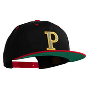 Greek Alphabet RHO Patched Classic Snapback Woold Blend 2 Tone Cap - Black-Red OSFM