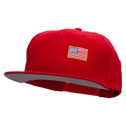 Small Gold Patriotic American Flag Superior Cotton Twill Flat Bill Snapback Prostyle Cap - Red OSFM