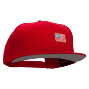 Small Gold Patriotic American Flag Superior Cotton Twill Flat Bill Snapback Prostyle Cap - Red OSFM