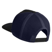 Aces Faux Leather Patched Premium Mesh Trucker Cap - Black Navy OSFM