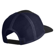 Aces Faux Leather Patched Premium Mesh Trucker Cap - Black Navy OSFM