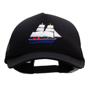 Tall Masted Ship Patched Summer Foam Mesh Trucker Cap