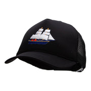 Tall Masted Ship Patched Summer Foam Mesh Trucker Cap