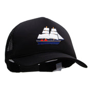 Tall Masted Ship Patched Summer Foam Mesh Trucker Cap