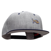 Jesus Fish Religious Patched Flat Bill Snapback Two Tone Cap - Navy-Grey OSFM