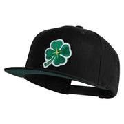 Four Leaf Clover Patched Wool Blend Prostyle Snapback Cap - Black OSFM