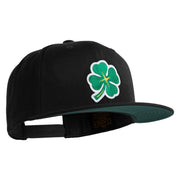 Four Leaf Clover Patched Wool Blend Prostyle Snapback Cap - Black OSFM