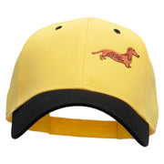 Dachshund Dog Pet Patched Two Tone Cotton Twill Low Profile Strap Cap - Black-Yellow OSFM