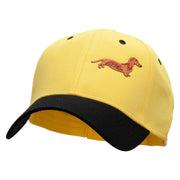 Dachshund Dog Pet Patched Two Tone Cotton Twill Low Profile Strap Cap - Black-Yellow OSFM