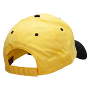 Dachshund Dog Pet Patched Two Tone Cotton Twill Low Profile Strap Cap - Black-Yellow OSFM