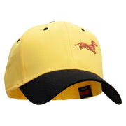 Dachshund Dog Pet Patched Two Tone Cotton Twill Low Profile Strap Cap - Black-Yellow OSFM