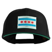 Chicago Flag Patched Wool Blend Prostyle Snapback Cap - Black OSFM