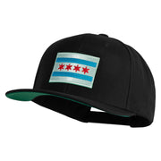 Chicago Flag Patched Wool Blend Prostyle Snapback Cap - Black OSFM