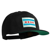 Chicago Flag Patched Wool Blend Prostyle Snapback Cap - Black OSFM