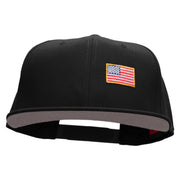 Small Gold Patriotic American Flag Superior Cotton Twill Flat Bill Snapback Prostyle Cap - Black OSFM