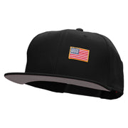 Small Gold Patriotic American Flag Superior Cotton Twill Flat Bill Snapback Prostyle Cap - Black OSFM