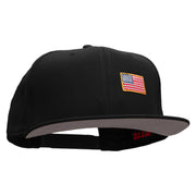 Small Gold Patriotic American Flag Superior Cotton Twill Flat Bill Snapback Prostyle Cap - Black OSFM