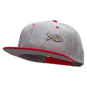 Jesus Fish Religious Patched Flat Bill Snapback Two Tone Cap - Red-Grey OSFM