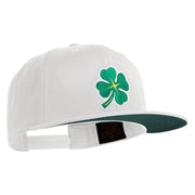 Four Leaf Clover Patched Wool Blend Prostyle Snapback Cap - White OSFM