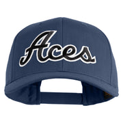 Aces Black Patched Retro Cotton Blend Snapback Cap - Navy OSFM