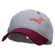 Dachshund Dog Pet Patched Two Tone Cotton Twill Low Profile Strap Cap - Maroon-Grey OSFM