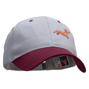 Dachshund Dog Pet Patched Two Tone Cotton Twill Low Profile Strap Cap - Maroon-Grey OSFM