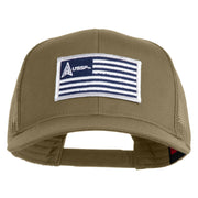 USSF USA White Flag Patched Solid Cotton Twill Mesh Prostyle Cap - Khaki OSFM