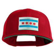 Chicago Flag Patched Wool Blend Prostyle Snapback Cap - Red OSFM