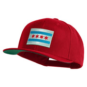 Chicago Flag Patched Wool Blend Prostyle Snapback Cap - Red OSFM