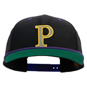 Greek Alphabet RHO Patched Classic Snapback Woold Blend 2 Tone Cap - Black-Purple OSFM