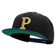 Greek Alphabet RHO Patched Classic Snapback Woold Blend 2 Tone Cap - Black-Purple OSFM