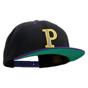 Greek Alphabet RHO Patched Classic Snapback Woold Blend 2 Tone Cap - Black-Purple OSFM