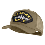 USS San Juan Submarine SSN 751 Patched Solid Cotton Twill Mesh Prostyle Cap - Khaki OSFM