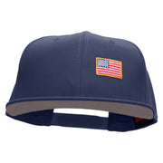 Small Gold Patriotic American Flag Superior Cotton Twill Flat Bill Snapback Prostyle Cap - Navy OSFM