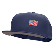 Small Gold Patriotic American Flag Superior Cotton Twill Flat Bill Snapback Prostyle Cap - Navy OSFM